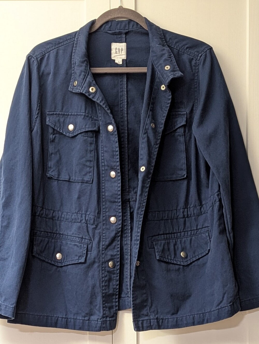 GAP, Navy Blue Utility Jacket with Snap Pockets, Size Small